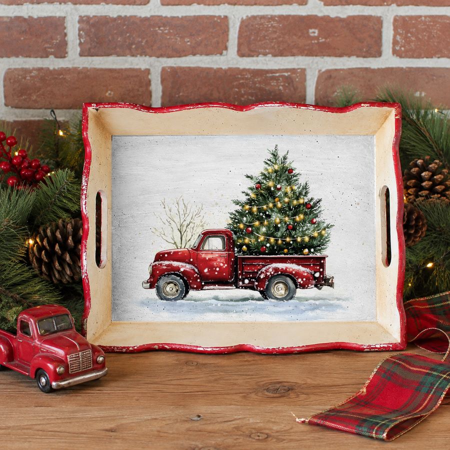 Re-Design with Prima, A4 Decoupage Fiber Pack, Northbound Traditions, Red Vintage Truck, Country Christmas, 2 sheets, 8.3″x11.7″ each
