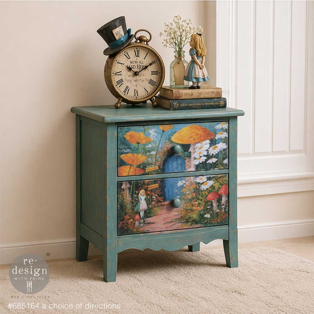 Re-Design with Prima, Decoupage Fiber – A Choice Of Directions – 1 sheet, A3 11.7″x16.5″, Alice, Wonderland, Whimsical