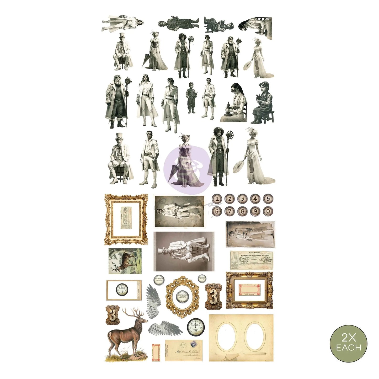 Re-Design with Prima, Finnabair, Steam, Frost, Ephemera, Die Cuts, Antique Portraits, Animals, Ornate Frames, Steampunk Accents, 112 pcs Re-Design with Prima