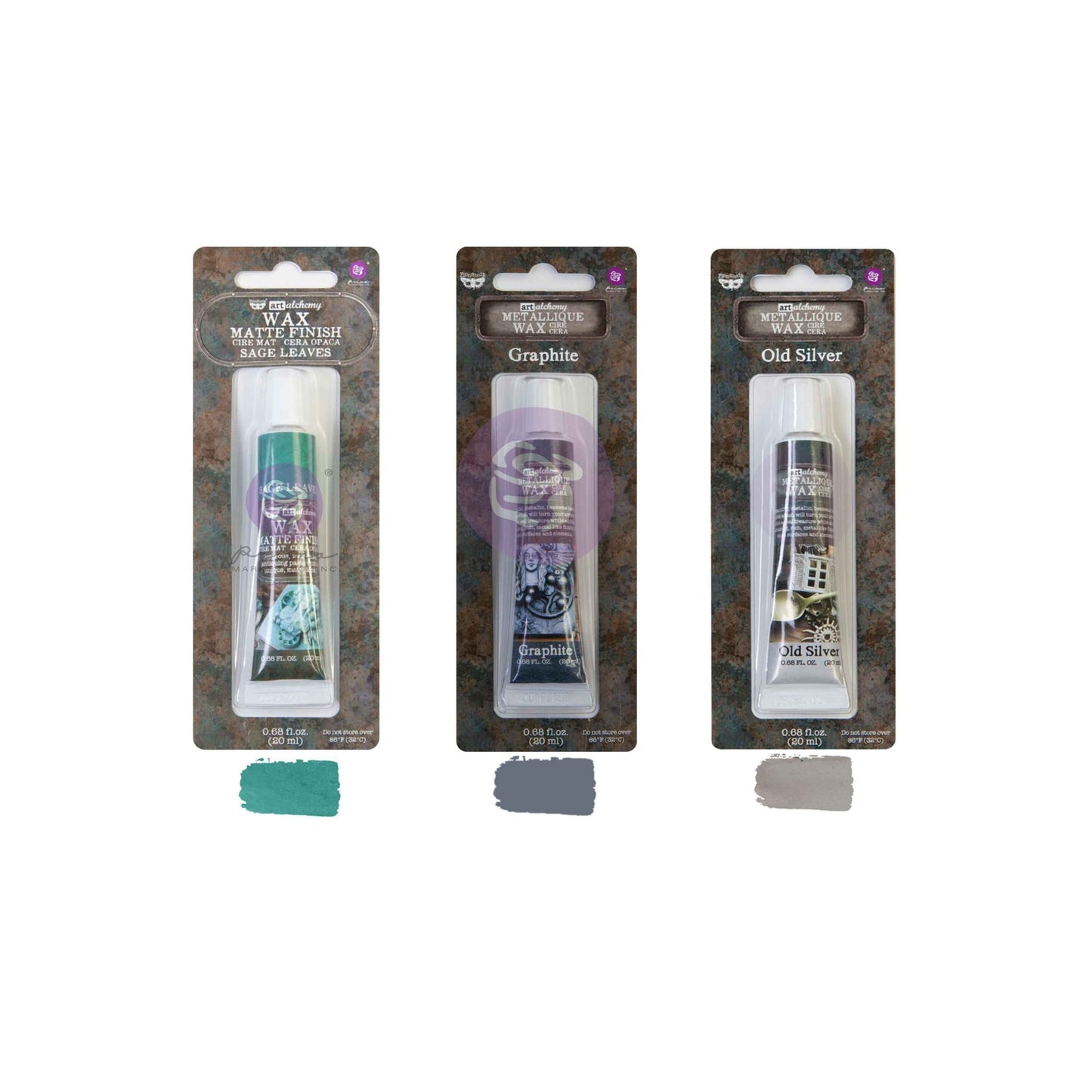 Re-Design with Prima, Finnabair, Steam and Frost, Wax Paste, Set of 3, Sage Leaves, Graphite, Old Silver, Metallique, Metallic, 2025 Release