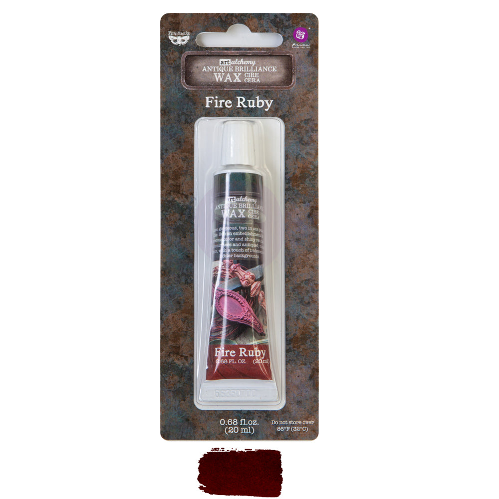Re-Design with Prima, Decor, Art Alchemy, Antique Brilliance, Wax Paste, Red Amber, Lucky Emerald, Fire Ruby, Home Decor, 20 ml tube