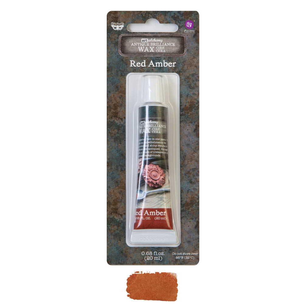 Re-Design with Prima, Decor, Art Alchemy, Antique Brilliance, Wax Paste, Red Amber, Lucky Emerald, Fire Ruby, Home Decor, 20 ml tube