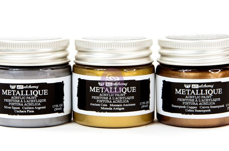Finnabair, Art Alchemy, METALLIQUE METALS, Acrylic Paint, Copper, Gold, Silver, Set 3