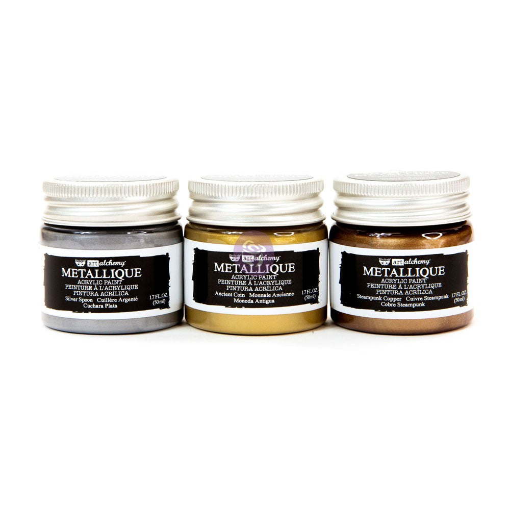 Finnabair, Art Alchemy, METALLIQUE METALS, Acrylic Paint, Copper, Gold, Silver, Set 3