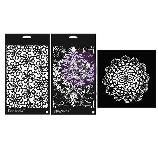 Resign Prima, Laser cut 16 mil Mylar, Lmt Ed, Stencil Set, Shabby Romantic, 3 pc