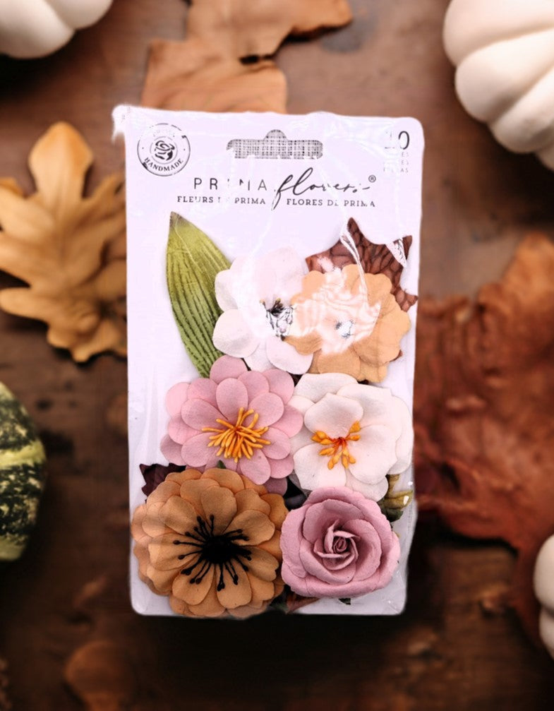 Prima Marketing, 10 pc, Paper Flowers, Luna Collection, All Hallows Eve, Halloween, Fall, Autumn, Scrapbooking, Mixed Media, Crafts, 661069