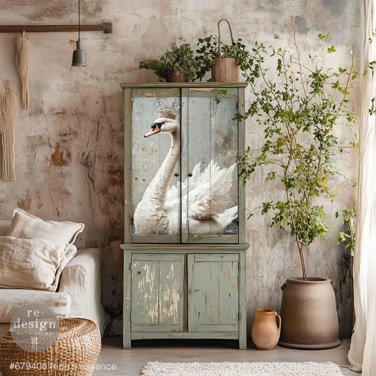 Re-Design with Prima, A1 Decoupage Fiber Pack, Frida's Essence, Siren's Serenity, White, Crowned Swan, Mixed Media, 23.4" x 33.1" Re-Design with Prima