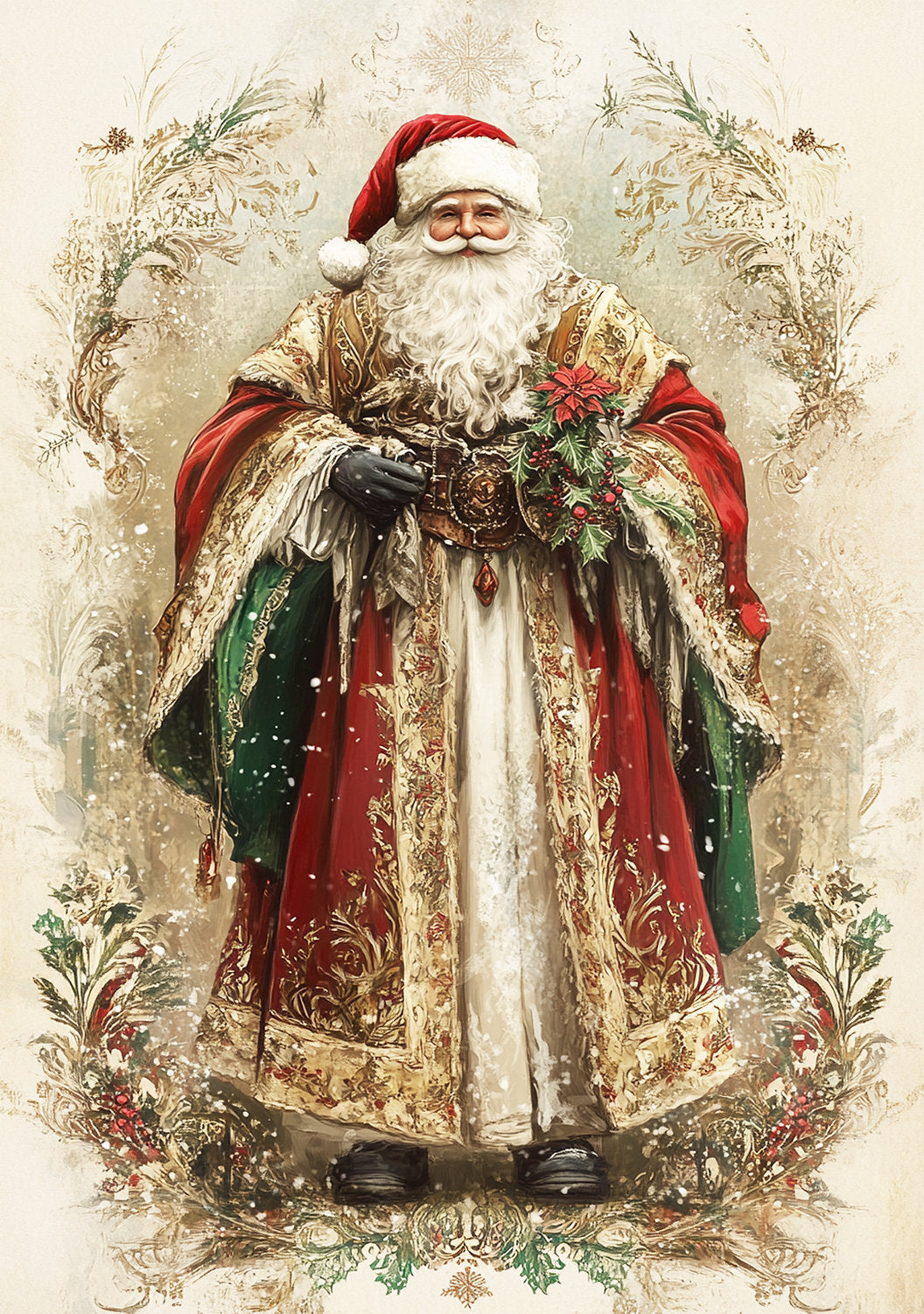 Reba Rose Creations, Rice Paper for Decoupage, Mixed Media, Nostalgic Santa Claus, Old World Style, Christmas, 87, A3, 11.7 x 16.5