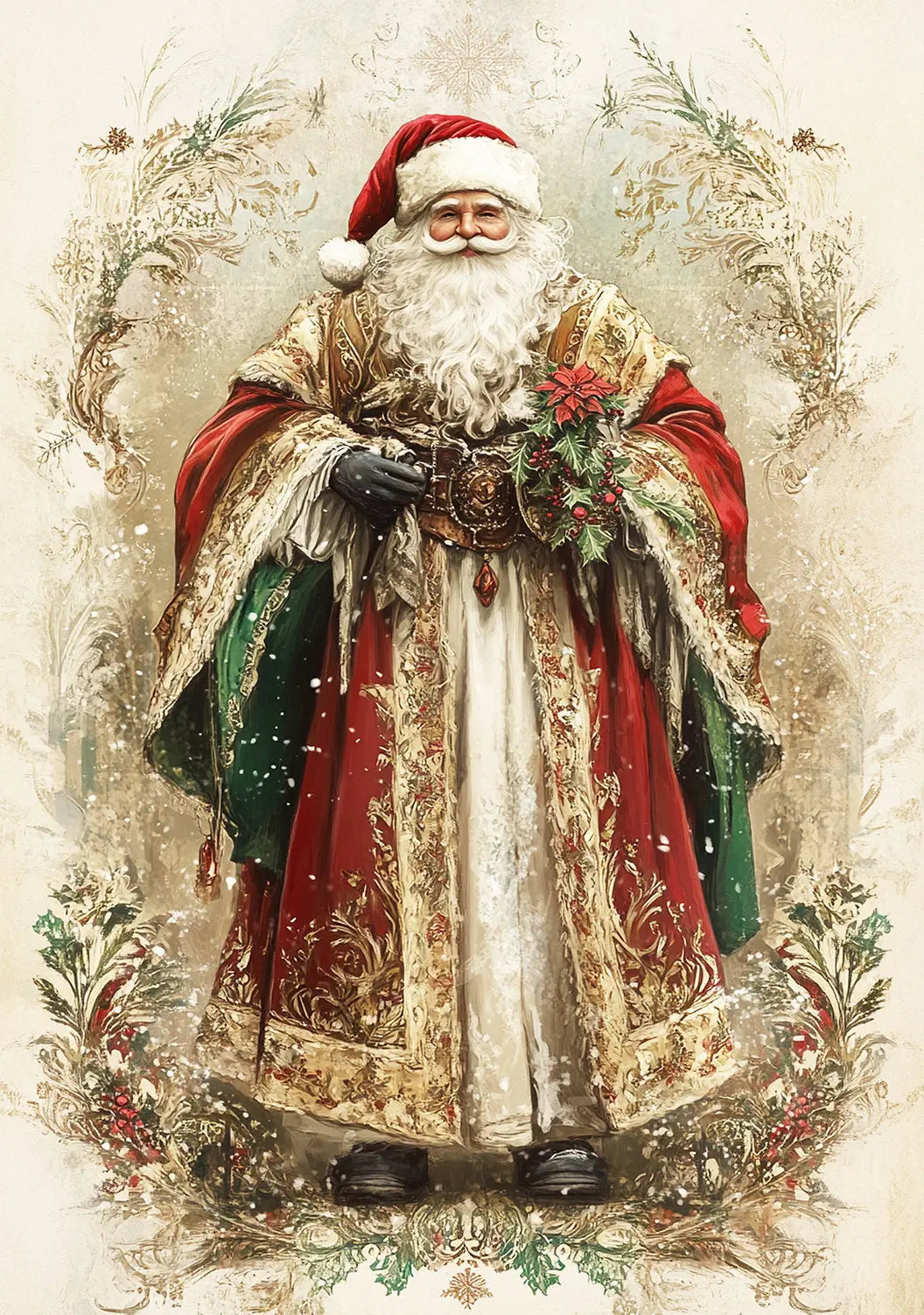 Reba Rose Creations, Rice Paper for Decoupage, Mixed Media, Nostalgic Santa Claus, Old World Style, Christmas, 87, A3, 11.7 x 16.5 Reba Rose