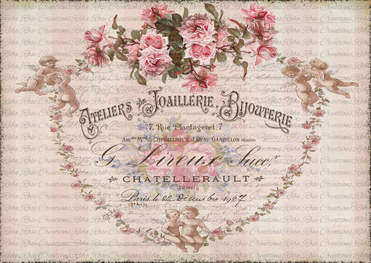 Reba Rose Creations, Rice Paper, Decoupage, Mixed Media, Roses, Cupids