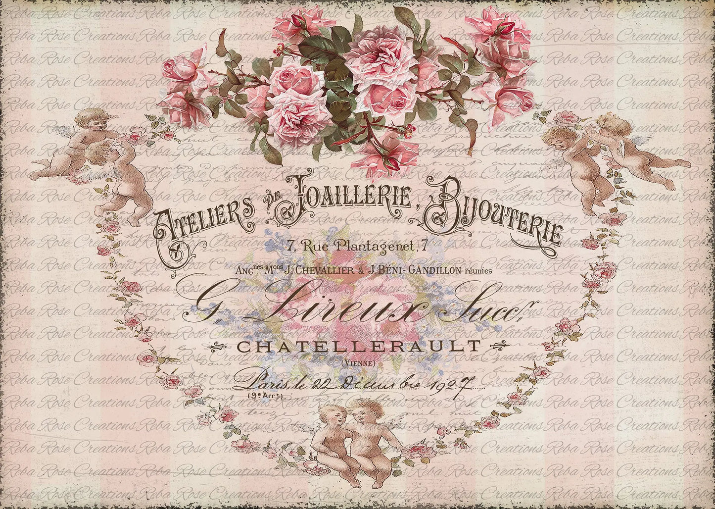 Reba Rose Creations, Rice Paper, Decoupage, Mixed Media, Roses, Cupids Reba Rose