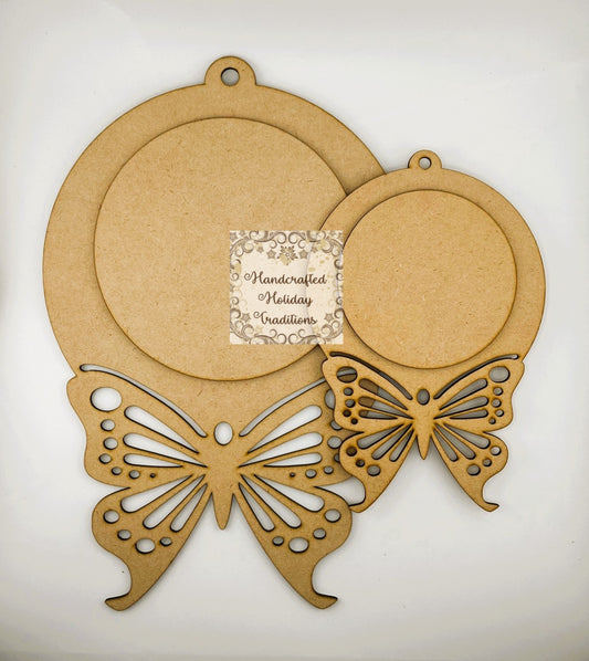 Laser Cut, MDF, Butterfly, Ornament, Plaque, Craft, Base, Blank, Canvas, Center Overlay, 2 pc, Decoupage, Mixed Media