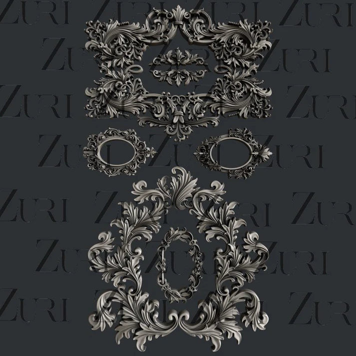 Zuri Silicone Mould, Baroque Frames, Mixed Media Art, DIY Home Decor, Resin, Clay, Food Safe