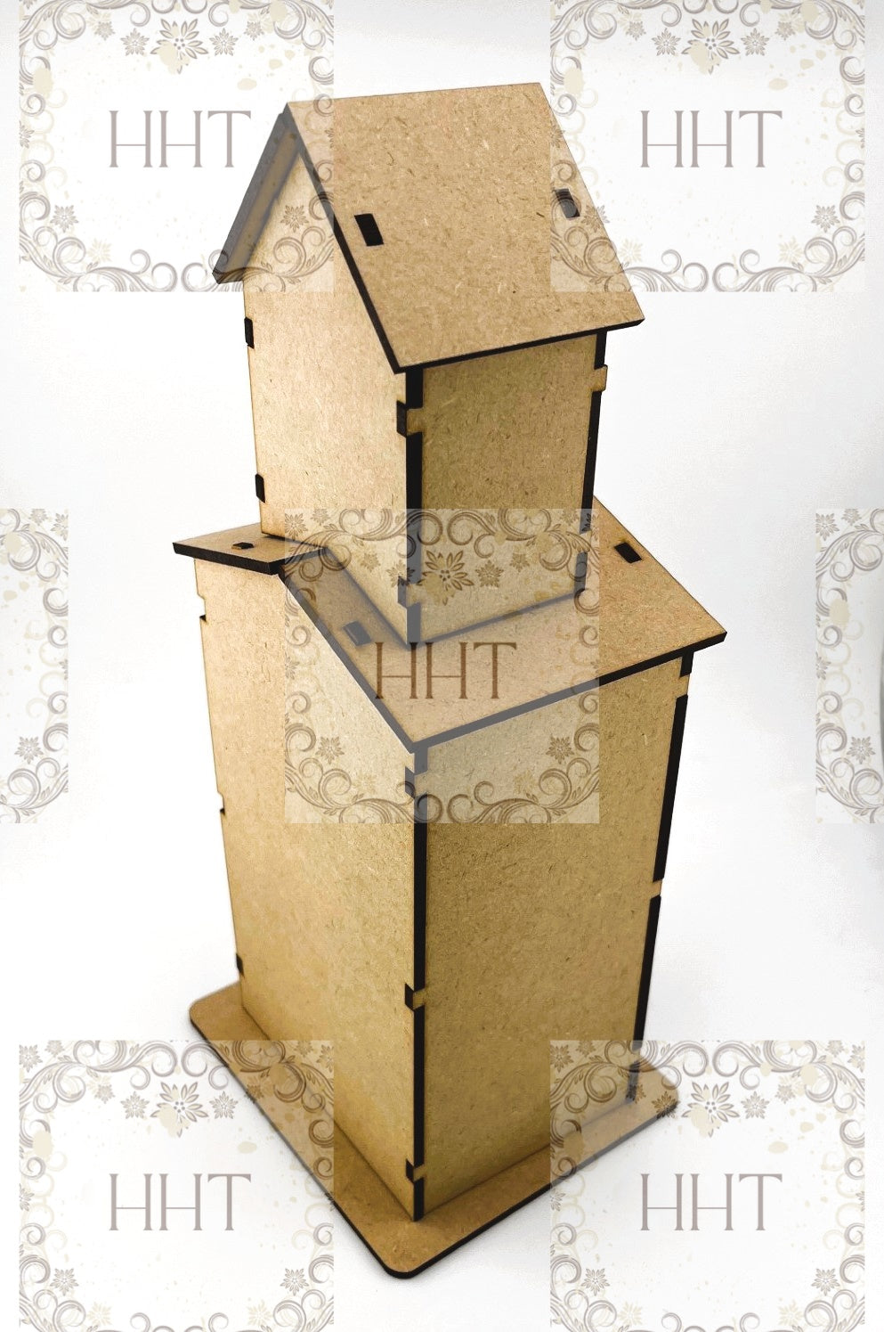 Laser Cut MDF, Bird House, Craft, Base, Blank, Canvas, Decoupage, Mixed Media, Paintable, 11 pc, 6"w x 4"l x 6"h, Decorative, Buildable Kit (Copy)