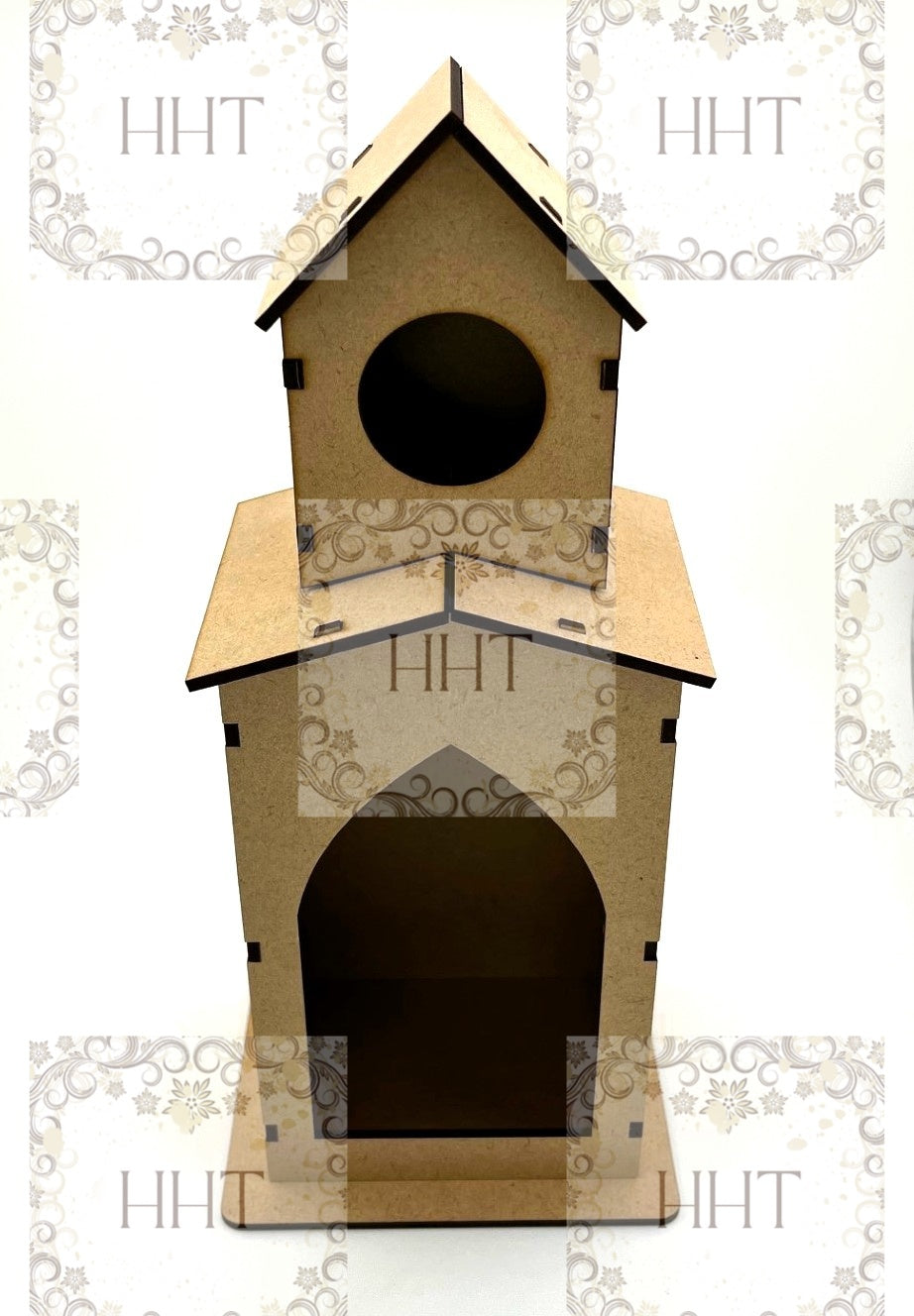 Laser Cut MDF, Bird House, Craft, Base, Blank, Canvas, Decoupage, Mixed Media, Paintable, 11 pc, 6"w x 4"l x 6"h, Decorative, Buildable Kit (Copy)
