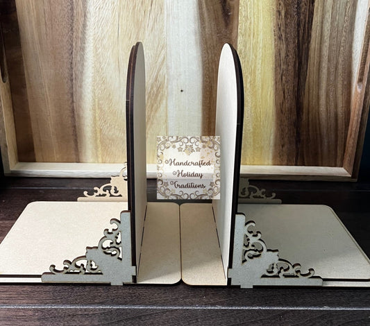 Laser Cut, MDF, Bookend Set, Vintage Style, Home Decor, Blank, Base, Decoupage, Mixed Media, Crafts
