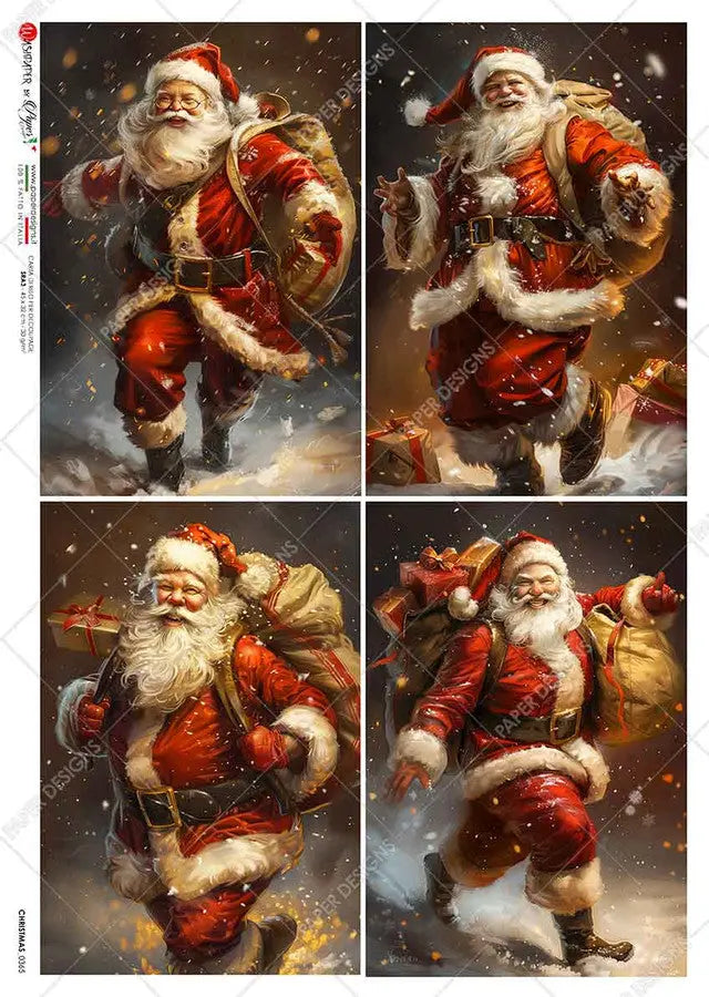 Paper Designs, Rice Paper, 2024 Release, Merry Christmas, Santa Claus, Toys, Squares, Jolly, 0365, A4, 8.3" X 11.7" Decoupage, Mixed Media Paper Designs