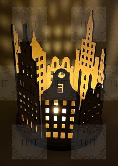Laser Cut, MDF, Buildable Kit, Tenement Houses, City Scape, Candle Holder, Display, Blank, Base, Decoupage, Mixed Media, Crafts