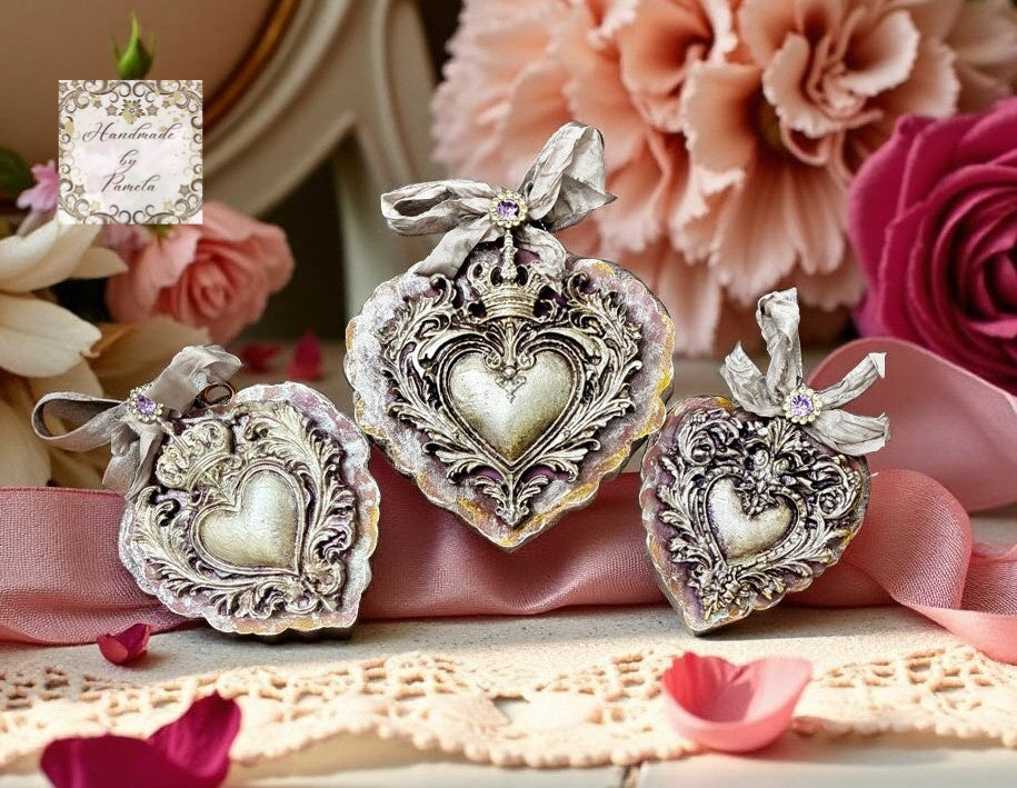 Laser Cut, MDF, Vintage Style LaBlanche Castings, Hearts, Backing, Ornaments, Blank, Base, Decoupage, Mixed Media, Crafts