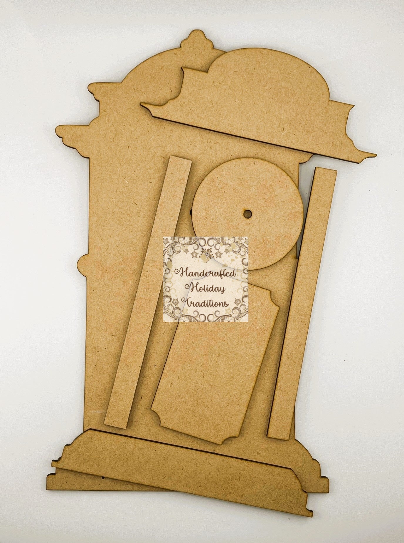 Laser Cut, MDF, Grand Father Clock, Base, Blank, 7 pc, Decoupage, Crafts, Mixed Media, 12"h x 7"w