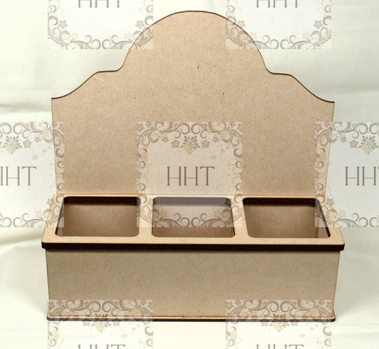 Laser Cut, MDF, Buildable, Vintage Style, Organizer, Compartments, Blank, Base, Decoupage, Mixed Media, Crafts, 9 3/4 w x 3 1/4d x 10 3/4h