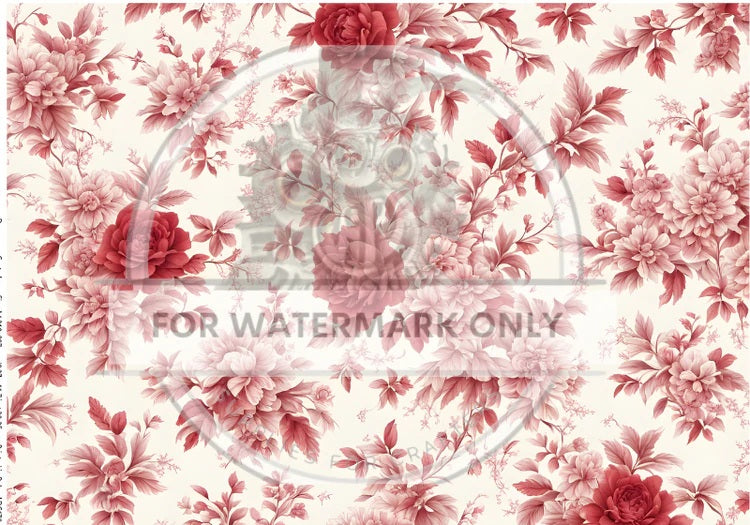 Decoupage Central, Rice Paper, Decoupage, Pink, Roses, Wallpaper, Background, Toile, Shabby Chic, Mixed Media, DC678, A4 8.27x11.69