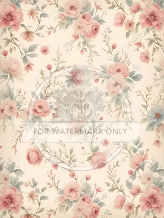 Decoupage Central, Antique Style, Pink, Beige, Floral, Wallpaper, Background, DC759, Rice Paper, Decoupage, Mixed Media, A4 8.27x11.69 Decoupage Central