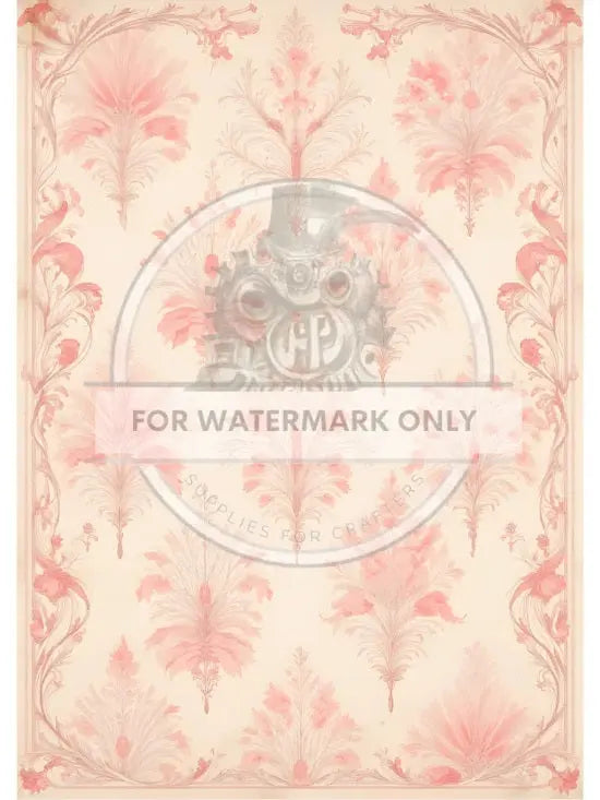 Decoupage Central, Antique Style, Pink, Beige, Damask, Wallpaper, Background, DC760, Rice Paper, Decoupage, Mixed Media, A4 8.27x11.69 Decoupage Central
