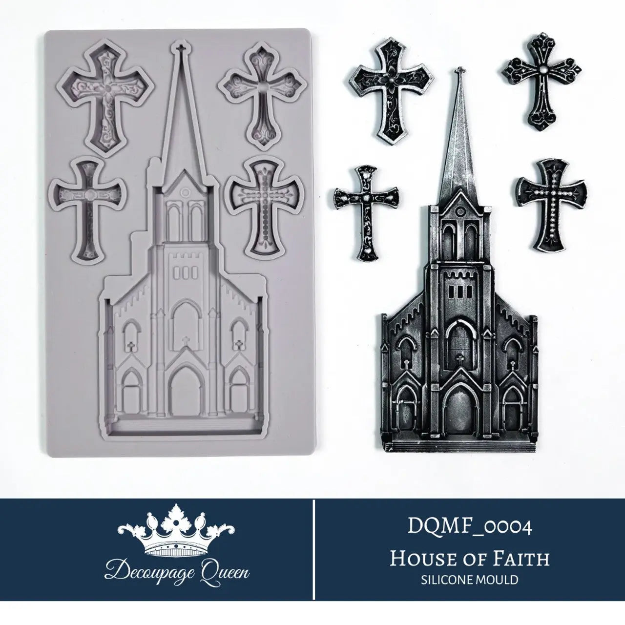 Decoupage Queen, House of Faith, Church, Crosses, Silicone Mould, Limited Edition, Food Safe, Silicone Mold, Fall 2024 Release Decoupage Queen