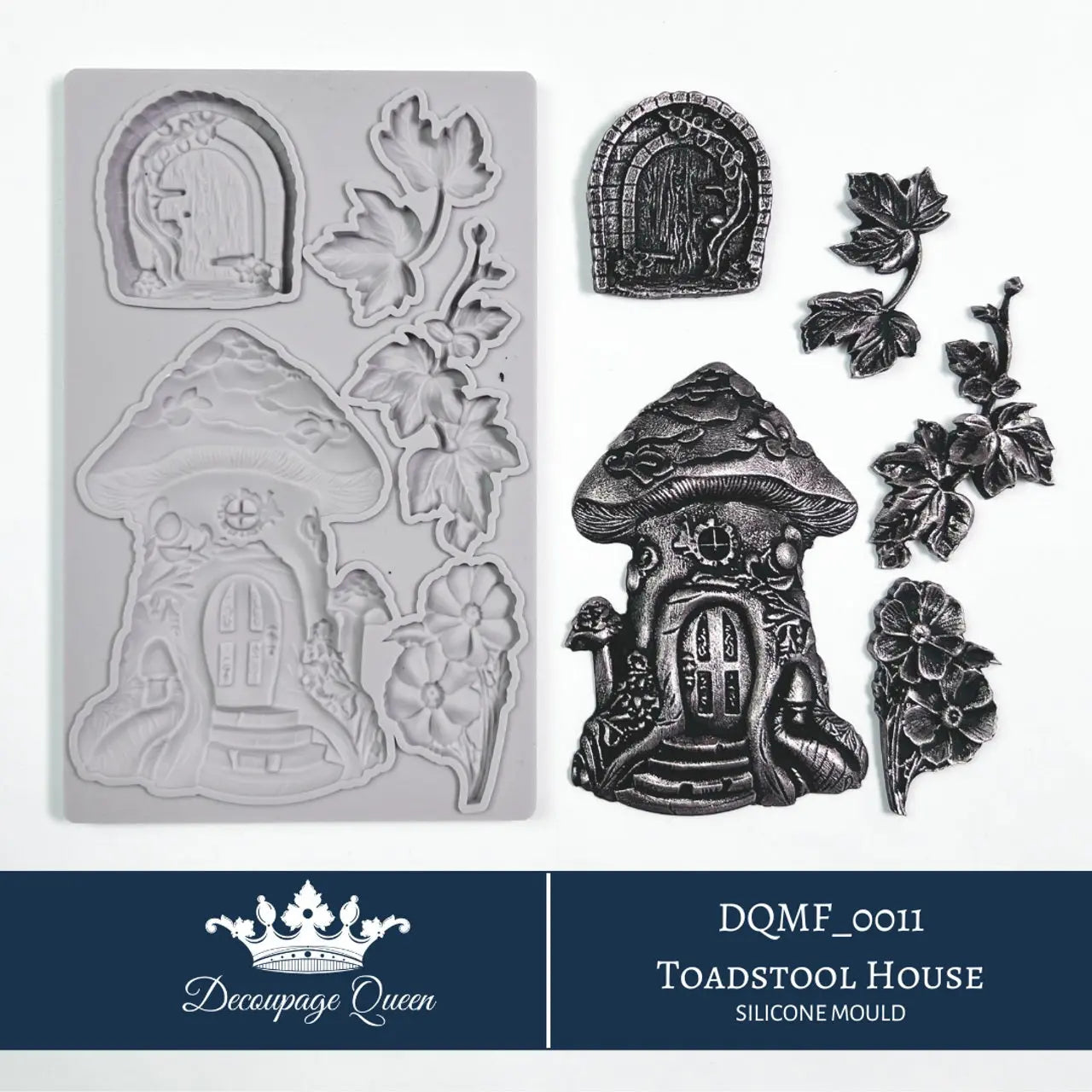 Decoupage Queen, Toadstool House, Mushroom, Silicone Mould, Limited Edition, Food Safe, Silicone Mold, 2025 Spring Release, DQMF_0011 Decoupage Queen