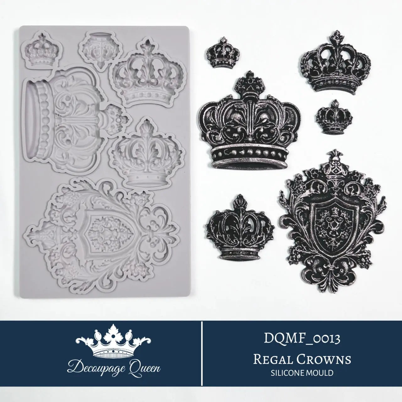 Decoupage Queen, Regal Crowns, Silicone Mould, Limited Edition, Food Safe, Silicone Mold, 2025 Spring Release, DQMF_0013 Decoupage Queen