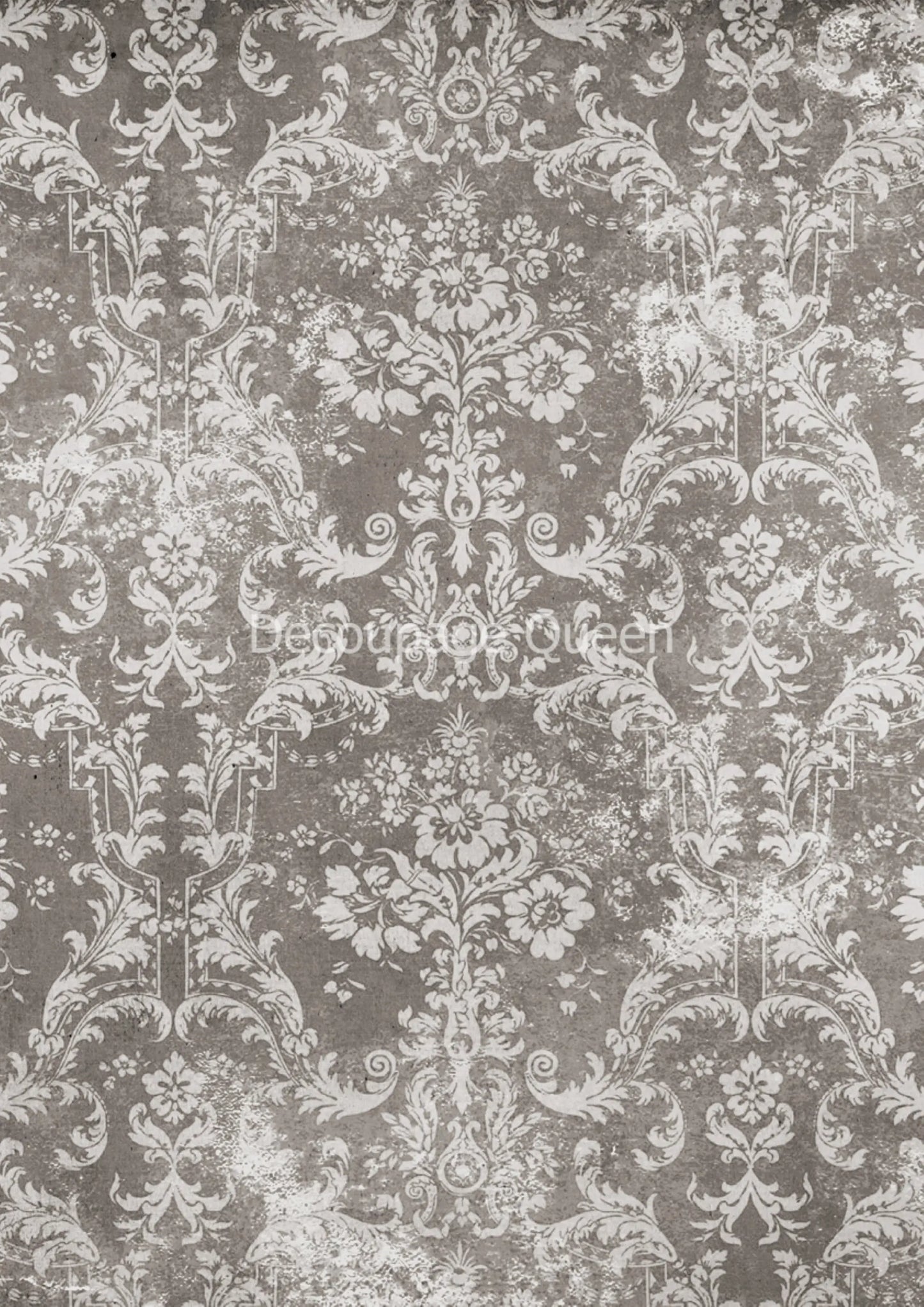 Decoupage Queen, Rice Paper, Winter Damask, Wallpaper, Gray, White, Background, DQRP 0375-A4, 8.3" X 11.7", 2022 Release Decoupage Queen