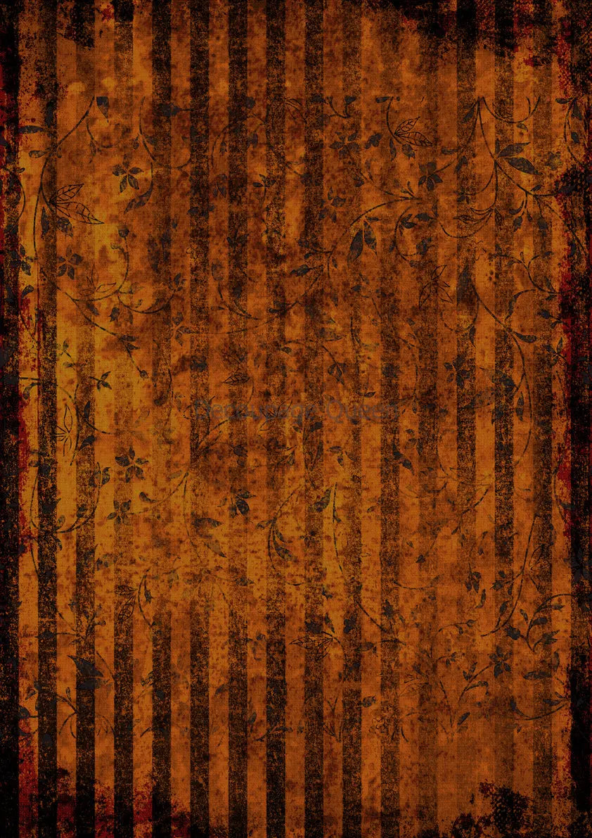 Decoupage Queen, Rice Paper, 2024 Fall Release, Vintage, Stripes, Black, Orange, Background, Wallpaper, A4 8.3" X 11.7", DQRP-0621 Decoupage Queen