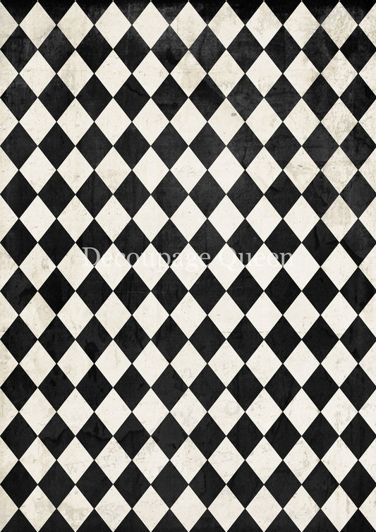 Decoupage Queen, Rice Paper, 2025 Spring Release, Wallpaper, 0724 A4 8 X 11.7, Black, Ivory, Harlequin, Wallpaper, Background, Mixed Media