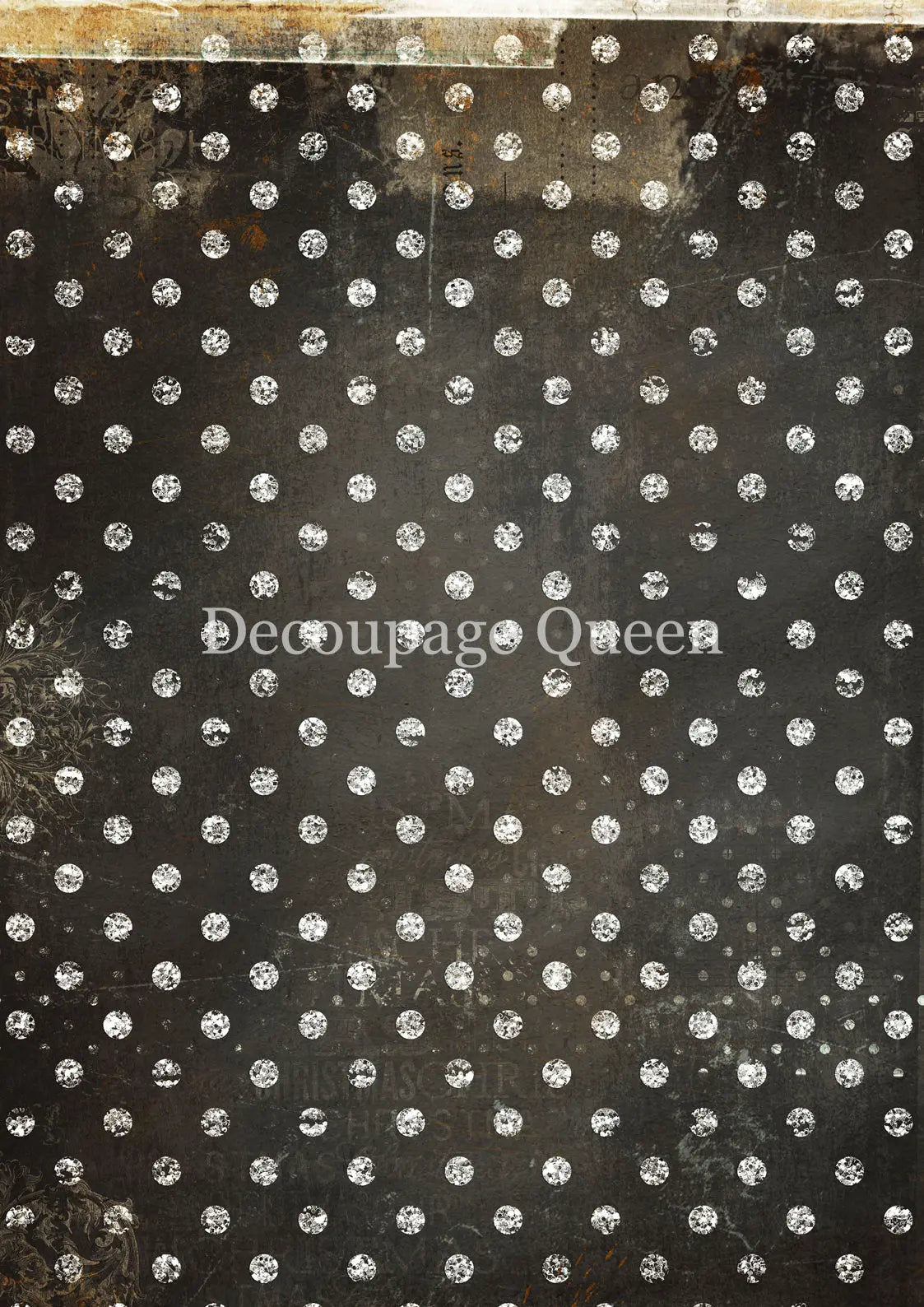 Decoupage Queen, Rice Paper, Black, White, Polka Dot, Gothic, Background, Wallpaper, 2025 Fall Release, 0788, A4, 8.3" X 11.7" Decoupage Queen