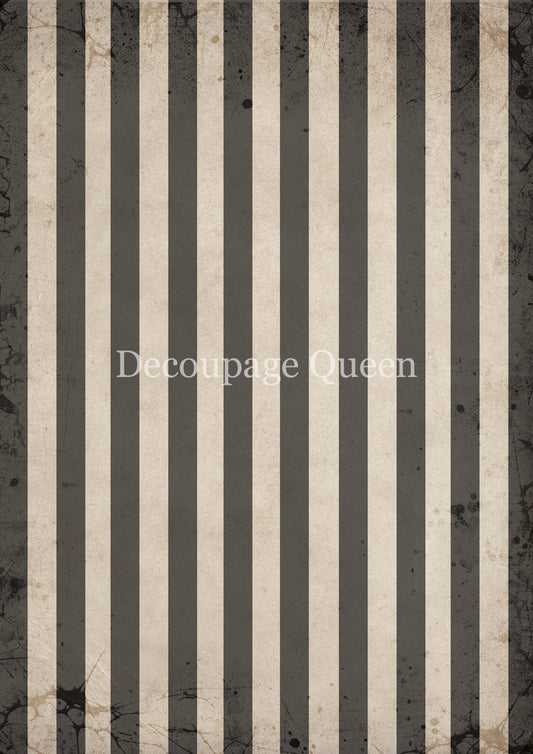 Decoupage Queen, Rice Paper, Black, White, Stripes, Gothic, Background, Wallpaper, 2025 Fall Release, 0828, A4, 8.3" X 11.7"