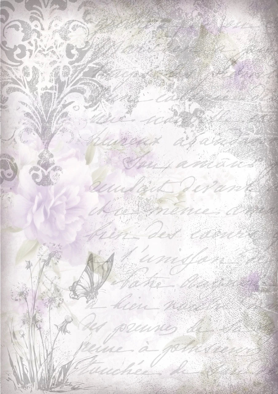Decoupage Queen Rice Paper, Gentle Lilacs, Dream, Background, Iveta Ziedina, Shabby Chic, Crafting, Mixed Media, A4 8.3" x 11.7"