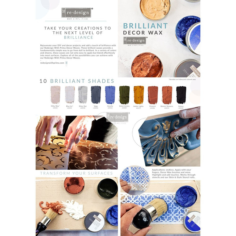 Re-Design with Prima, Decor, Furniture Wax Paste, Ursa Green, Galactic Halo, Milky Way Iridescent, Metallic, 50 ML tube,