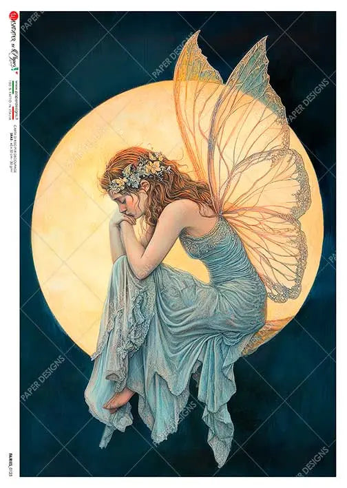 Paper Designs, Rice Paper, Blue Fairy, Shabby Chic, Vintage Style, Decoupage, Mixed Media, A4, 8.3" X 11.7" Paper Designs