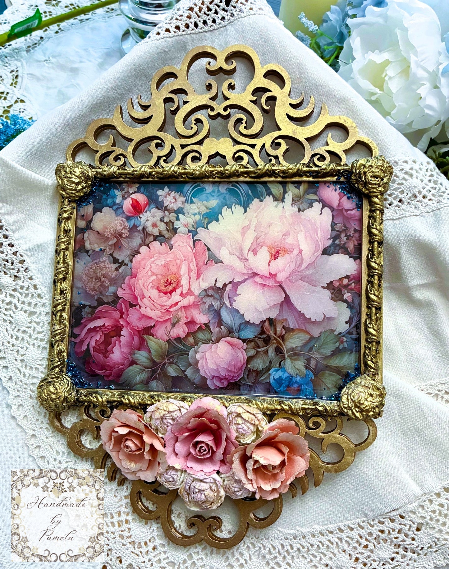Laser Cut MDF Vintage Style Frame with Center Panel for Decoupage, Mixed Media, Crafts, Unfinished Wood Plaque, 13" x 9