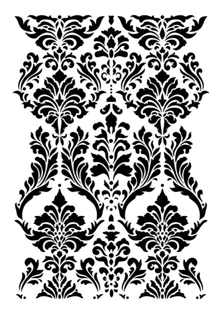 Decoupage Queen Stencil, Gentle Damask, Wallpaper Design, Reusable A4 Craft Stencil for Mixed Media, Scrapbooking, Furniture Decor