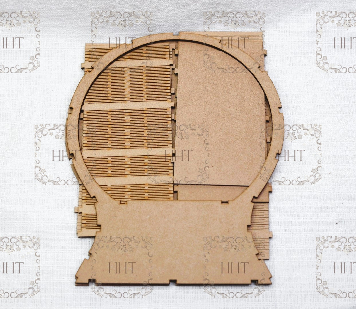 Laser Cut, MDF, Shadow Box, Globe, Diorama Craft Buildable Kit, Base, Blank, Canvas, Decoupage, Mixed Media, Paintable, 7.5" x 9" x 3.25"