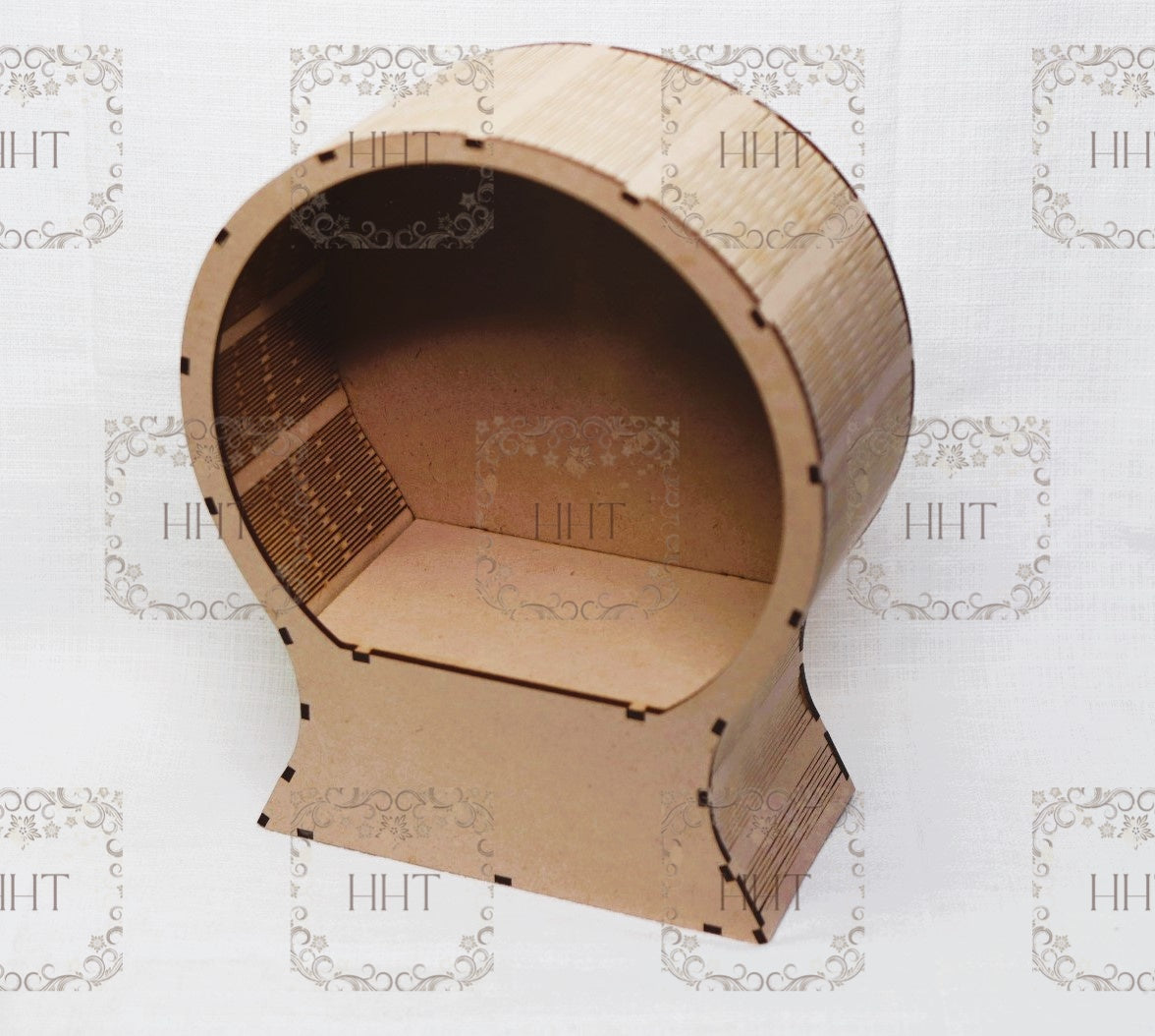 Laser Cut, MDF, Shadow Box, Globe, Diorama Craft Buildable Kit, Base, Blank, Canvas, Decoupage, Mixed Media, Paintable, 7.5" x 9" x 3.25"