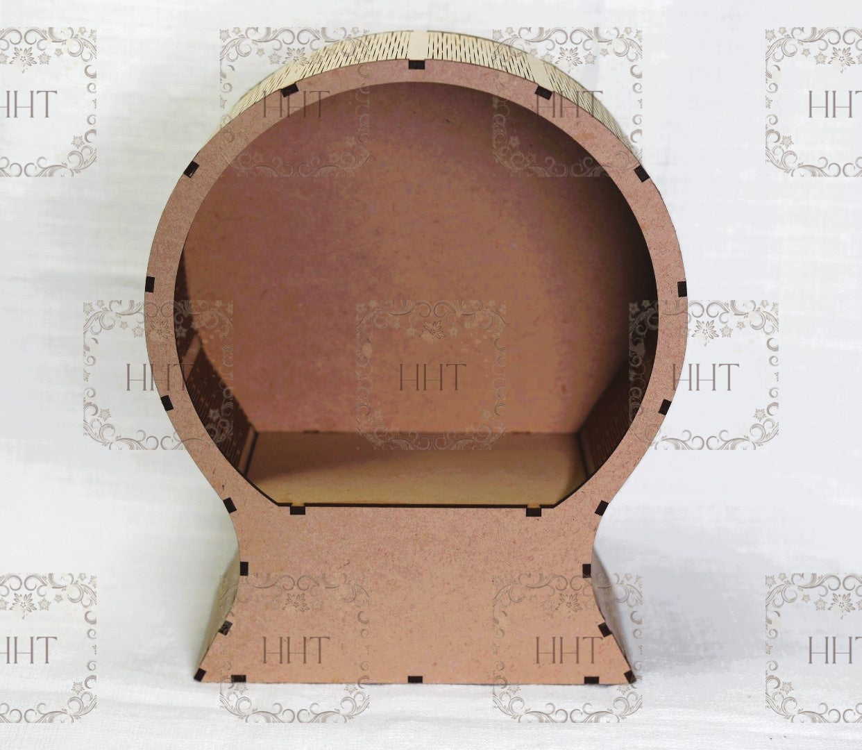 Laser Cut, MDF, Shadow Box, Globe, Diorama Craft Buildable Kit, Base, Blank, Canvas, Decoupage, Mixed Media, Paintable, 7.5" x 9" x 3.25"