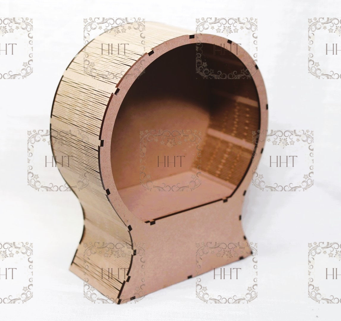 Laser Cut, MDF, Shadow Box, Globe, Diorama Craft Buildable Kit, Base, Blank, Canvas, Decoupage, Mixed Media, Paintable, 7.5" x 9" x 3.25"