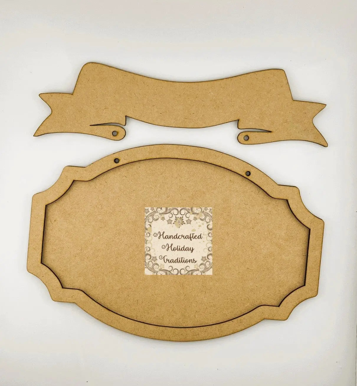 Laser Cut MDF, Hanging Plaque, Banner, Sign, Panel, Blank, Base, with overlay frame, 3 piece, Decoupage, Mixed Media, Crafts Handcrafted Holiday Traditions