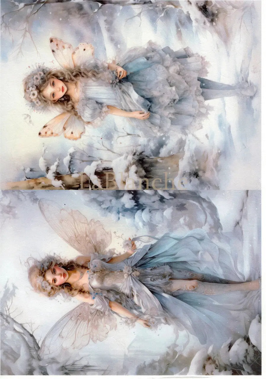 LaBlanche, 2024 Winter Release, Rice Paper, Frosty Winter, Fairy, Angel, Girls, Fantasy Style, Shabby Chic, LBD380, A4 8.27 X 11.69 in LaBlanche