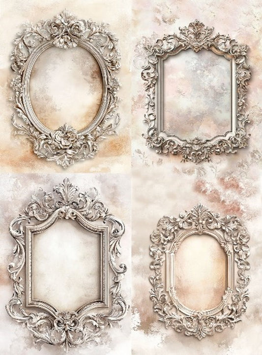 LaBlanche, 2025 Spring Release, Rice Paper, Vintage Style, Frames, Antique Style, Squares, Shabby Chic, LBD416, A4 8.27 X 11.69 in