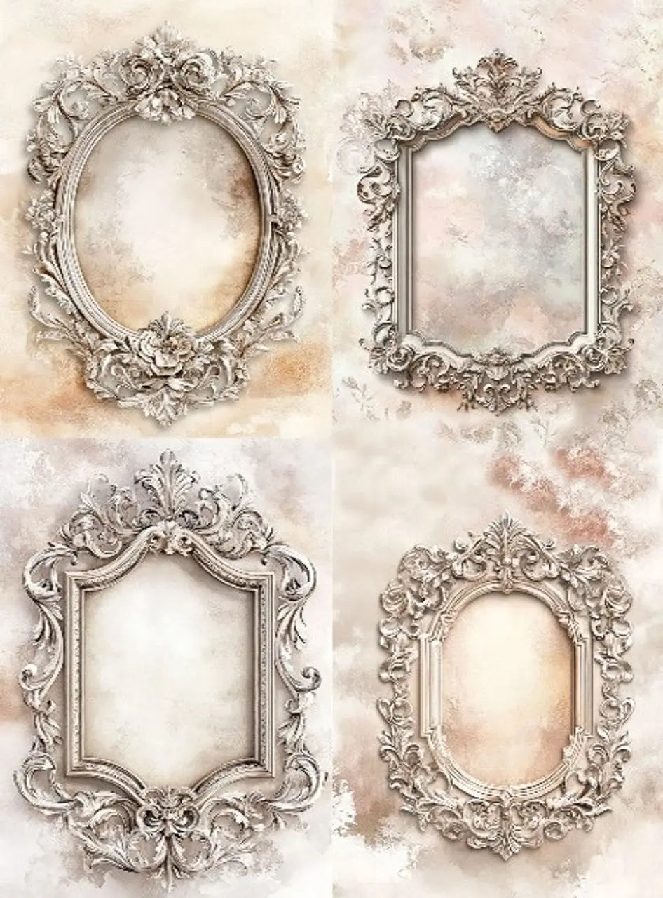 LaBlanche, 2025 Spring Release, Rice Paper, Vintage Style, Frames, Antique Style, Squares, Shabby Chic, LBD416, A4 8.27 X 11.69 in LaBlanche