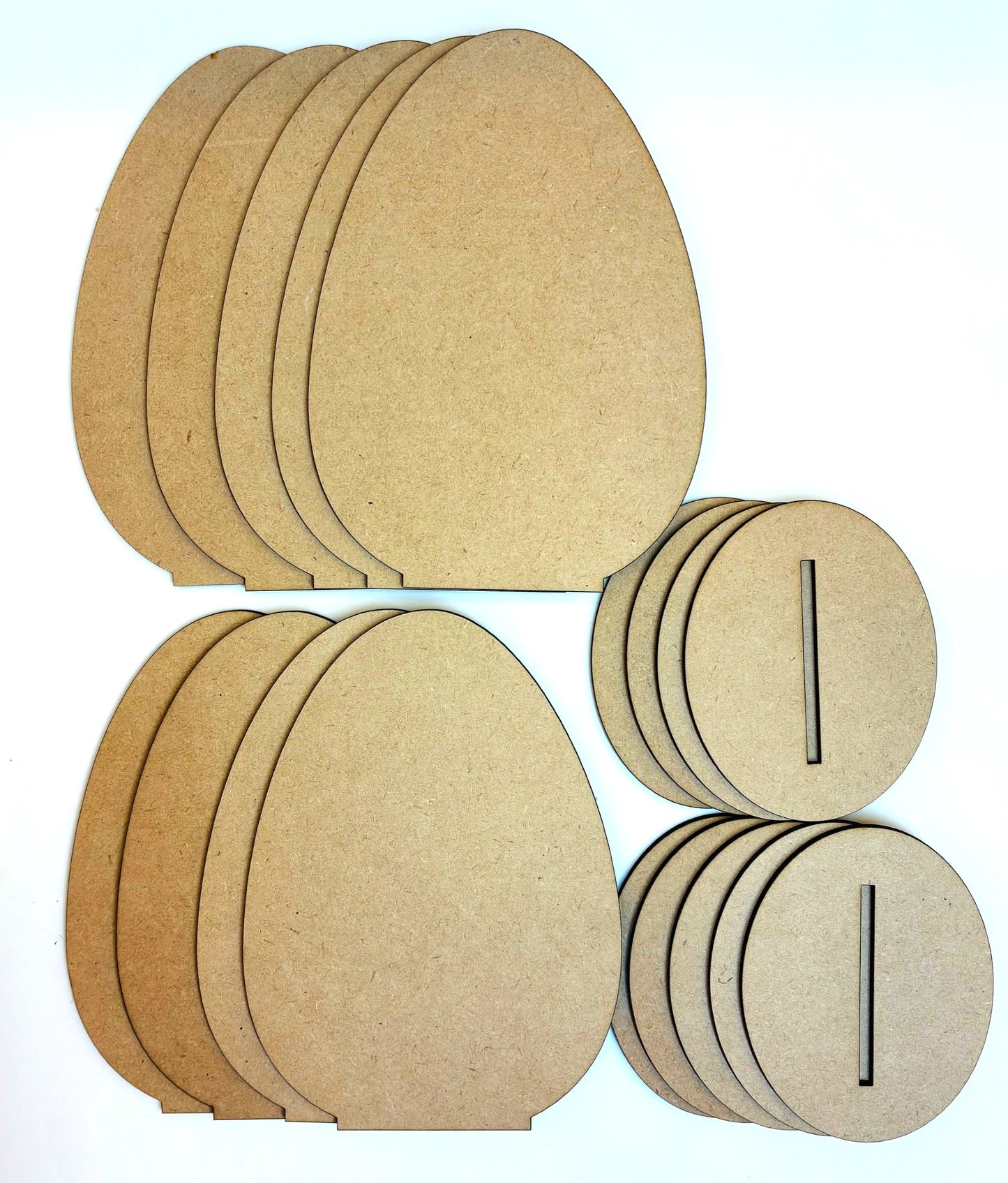 Laser Cut MDF Easter Egg Ornament Set | Blank Base for Decoupage, Mixed Media, Hanging or Standing Decor, 2.5"w x 3.75"h, 2pc each, 9 total